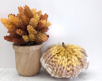 Knit Pumpkin Decoration, Handmade Fall Decor