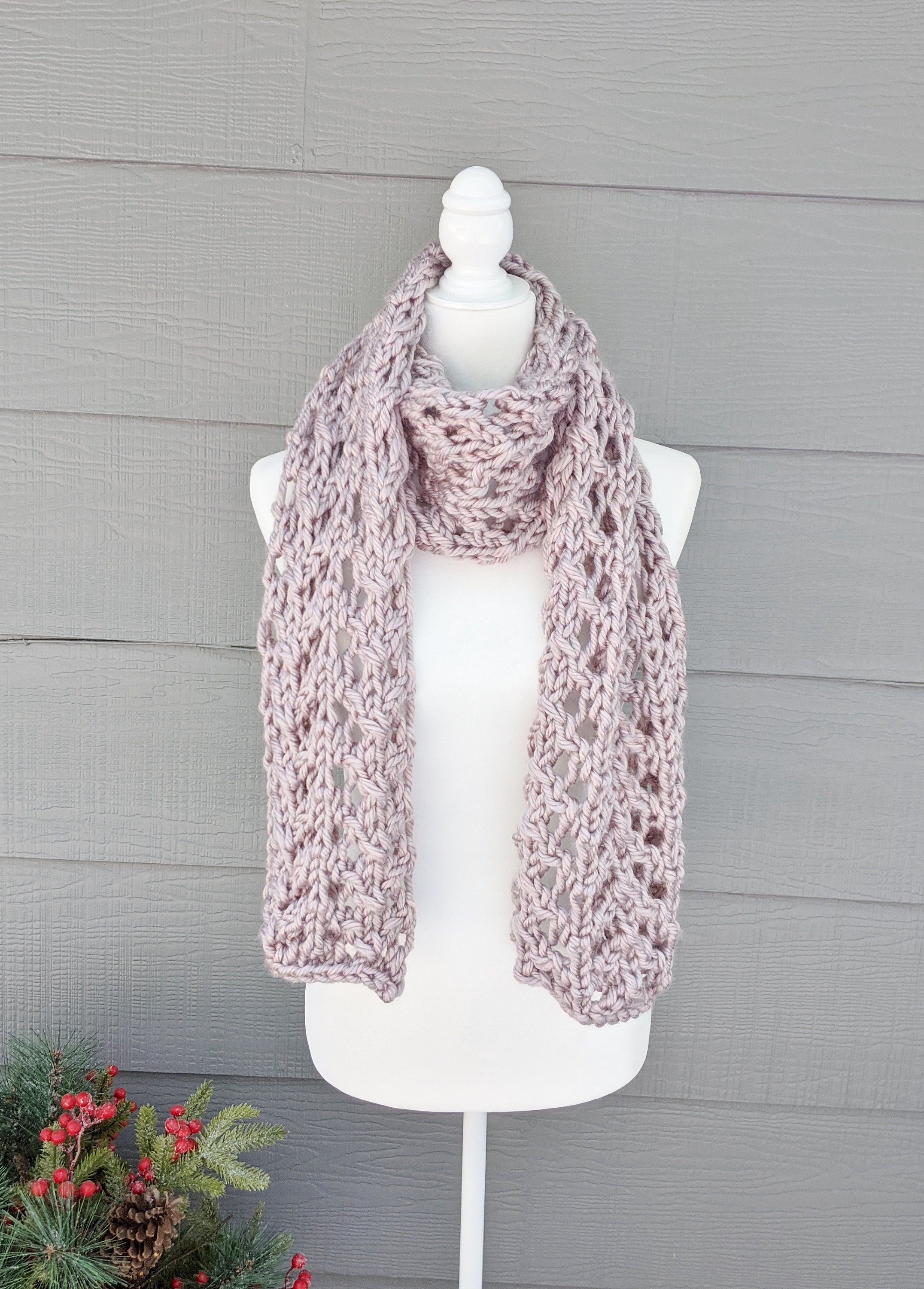 Knit Pink Scarf Knitted Womens Scarf Chunky Lace Scarf Etsy Österreich