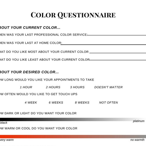 Hair Stylist Tools in Clean Design Color Release Form Hair - Etsy