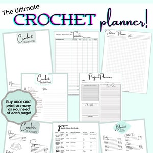 Crochet project notebook planner Updated!! | design, sales & inventory tracker, yarn cards, measurements, symbol guide | printable PDF