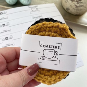 PRINTABLE bundle Coasters Wraps Tags  | Downloadable PDF | handmade packaging | gift tags labels wraps market display DIY crochet Packaging