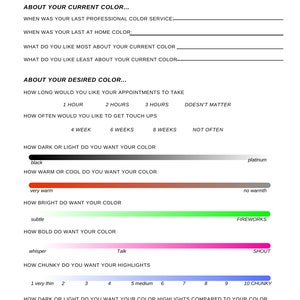 Hair Stylist Tools | Client Information Sheet | Color Release Form ...