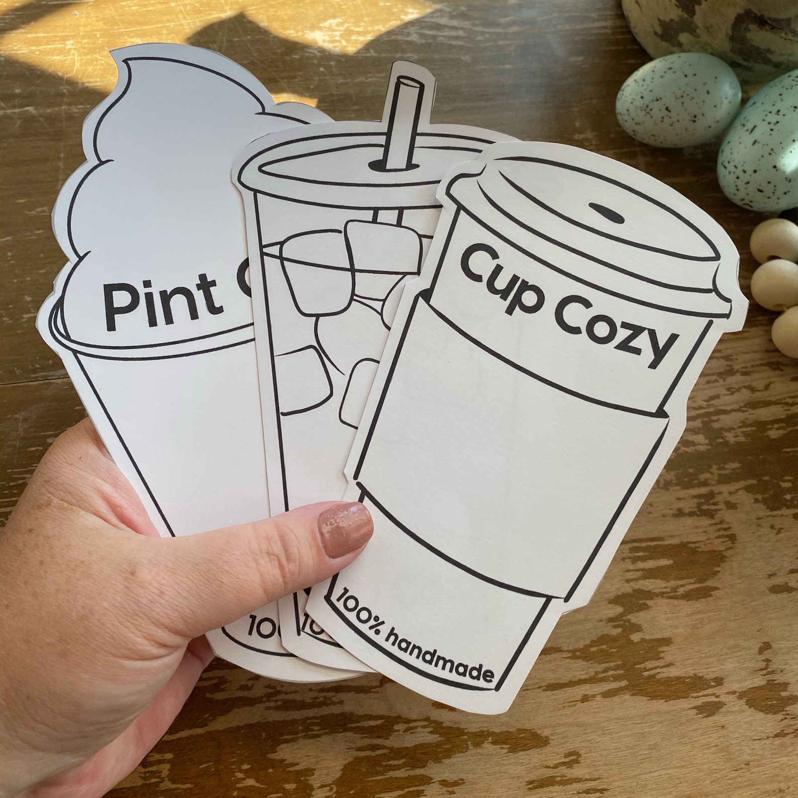 PRINTABLE Cup Cozy Display Template Tags Downloadable PDF Coffee Tea Sleeve Gift Tags Labels