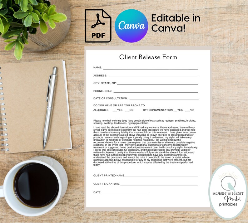 EDITABLE Salon Client Welcome Packet Release Form Beauty Salon Policies ...
