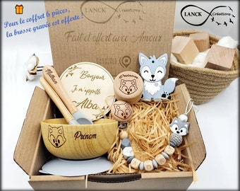 Box de naissance babyshower Coffret naissance loup - 6 pièces