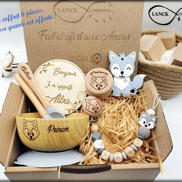 Box de naissance babyshower Coffret naissance loup - 6 pièces