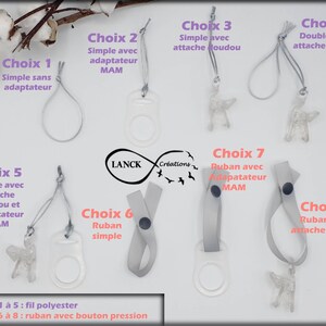 Personalized pacifier clip / first name / baby birth toy gift, gray wolf model & engraved clip image 4