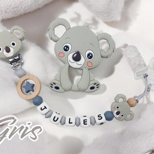 Personalized pacifier clip / first name / baby toy birth gift, koala model