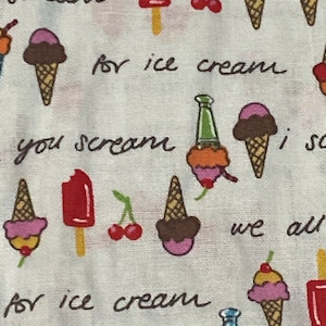 By Half Yard BTHY cotton Fabric Traditions 2005 oop rare I Scream for Ice Cream mini kawaii print