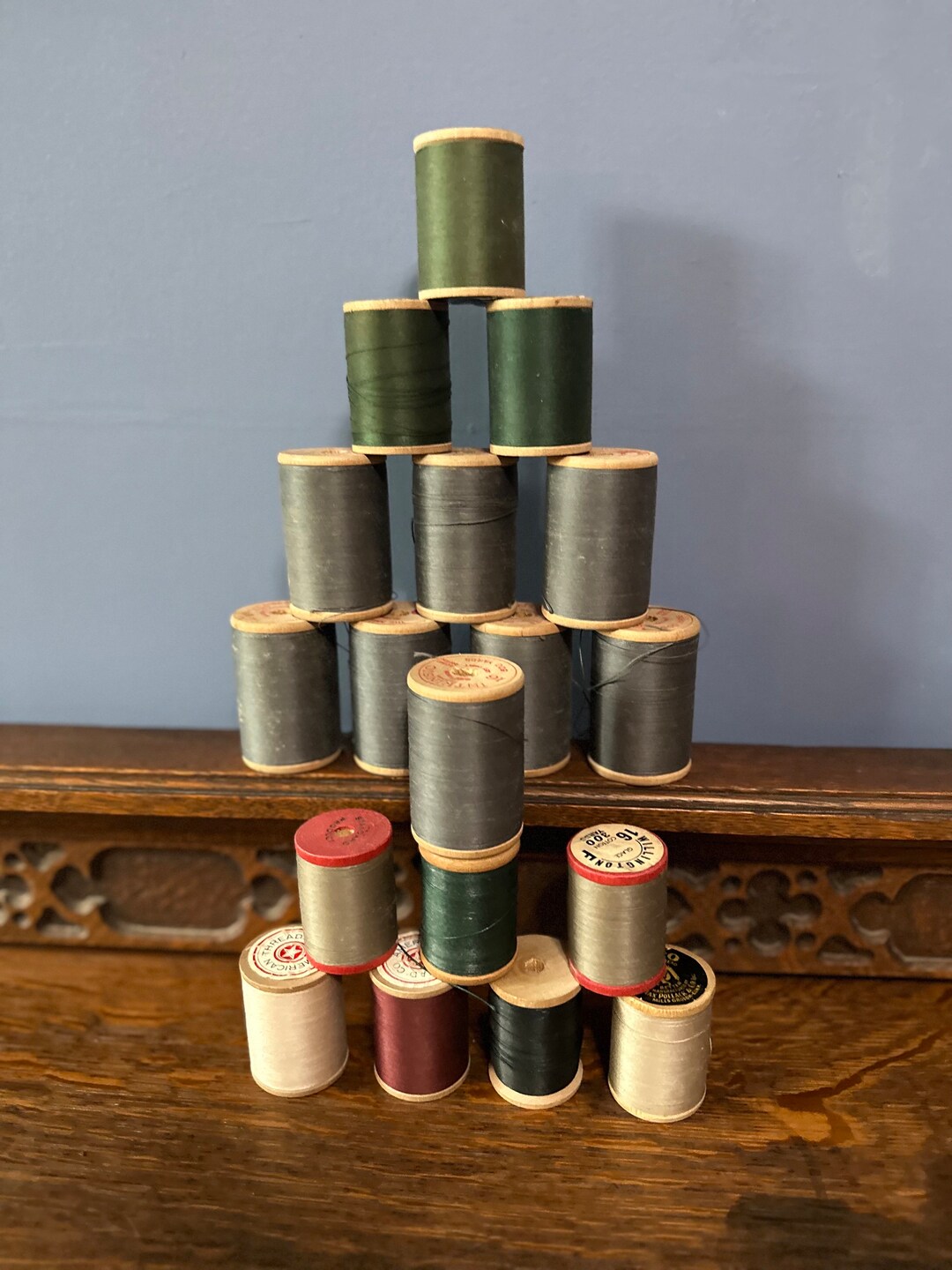 Vintage Wooden Spools American Thread Company -18 Spools - Etsy