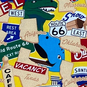 By the Yard cotton fabric BTY- Route 66 America fabric by Michael Miller “Sign of the Times” CX-3485