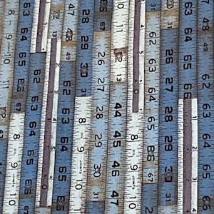 By Yard cotton rulers yardsticks fabric BTY by Sandy Klop for Moda Building Blocks by American Jane Patterns #21042 blue