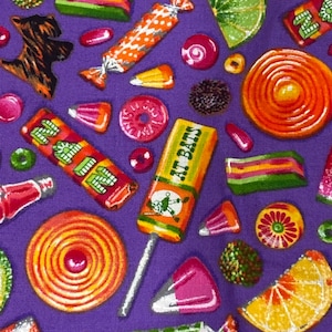 By the Half Yard cotton fabric 1 yd -  Goody Bag Holly Holderman - Quilting LakeHouse  LH05040 bright purple Classic sweets