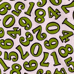 Numbers Cotton Fabric By The Yard: Green Building Blocks Print