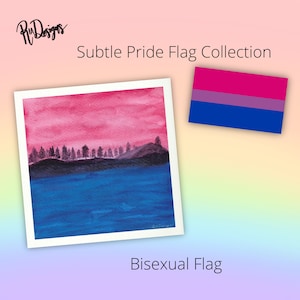 Bisexual Flag Pride Print 5.5" x 5.5" - Watercolour Sky - Subtle Pride Art Collection - Pride Month Watercolor Painting