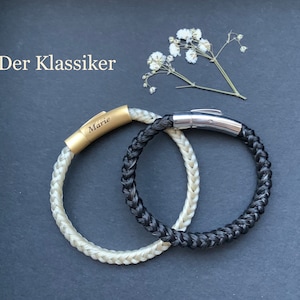 NEU!!! Auf Wunsch mit Gravur - Armband aus Pferdehaar/Rosshaar „Der Klassiker“