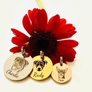 Personalized dog tag with picture, dog ID tag, made of high-quality stainless steel with the photo of your dog