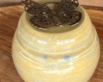 Butterfly Trinket Jar, box, Clay jar