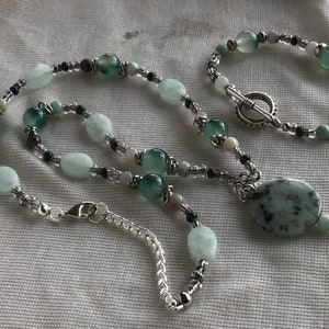 Necklace Set, Natural Stone Pendant and Beads, Jewelry, Necklace and Bracelet