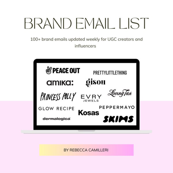 LISTE DES E-MAILS DE LA MARQUE Plus de 100 e-mails pour les créateurs et les influenceurs de produits ugc