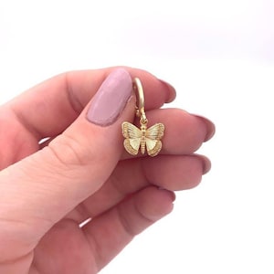 Dainty Gold Butterfly Huggies, Butterfly Earrings, Bridesmaid Gift, Birthday Gift, hoop earrings, Birthday Gift, gold plated