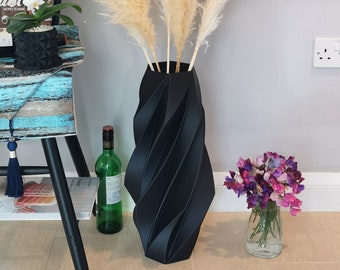 Pampas Vase, vase for Pampas and dried flowers, 20 to 50cm small vase or tall vase, 3D printed grass vase, large black floor vase