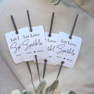 Wedding sparkler pendant labels personalized with holes “Let Love Sparkle” wedding decoration, wedding dance