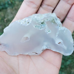 Glassy Cut And Polished Clear Montana Agate Nodule (Polished Display)