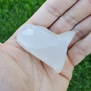 Glassy Tumbled Clear Milky Montana Chalcedony