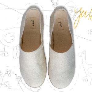 Vintage organic look Handmade Natural Cotton Slip on Shoes -- FREE SHIPPING WORLDWIDE!!