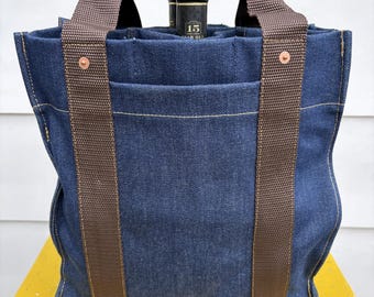 Heavyweight CLOS DENIM 6-bottle Tote Bag, Southern USA Handmade