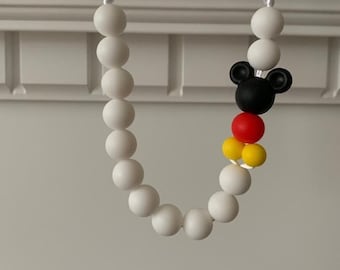 Mouse Ears Silicone Bead Necklace: Kids Fidget Sensory Toy [Red Mouse Ears]