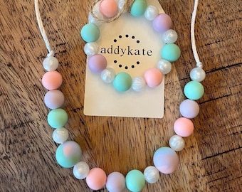 Play Jewelry Set {TEA TIME} - Toy Silicone Beads, Toddler Necklace, Gift, Little Girl, Dress Up, Birthday Present, Unique Christmas Gift