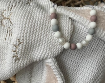 Play Necklace Mauve & Grey - Silicone Pearl Beads, Jewelry, Sensory Fidget Toy, Dress Up, Pretend Play, Girl Gift, Birthday Present