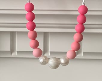 Cascading Pink Kids’ Necklace - Sensory Jewelry, Girl Fidget Jewels, Silicone Beads, Little Girls Dress Up, Birthday Present, Princess Party