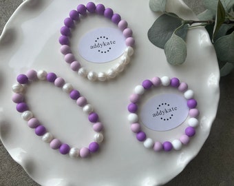 Designer Dog Necklace {LAVENDER} - Stretch Dainty Silicone Beads, Teacup Pup, New PUPPY Jewels, Pearls, Doggy Collar Accessory, Gift