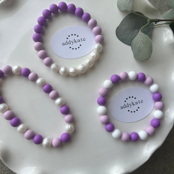 Designer Dog Necklace {LAVENDER} - Stretch Dainty Silicone Beads, Teacup Pup, New PUPPY Jewels, Pearls, Doggy Collar Accessory, Gift