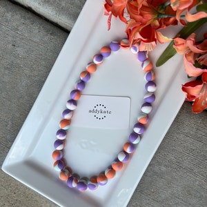 Designer Dog Necklace {ALOHA} Puppy Present, Elastic Stretch Jewelry, TieDye Silicone Beads, Doggy Collar, Gift, Valentine