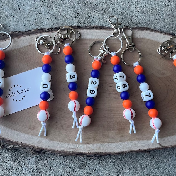 Keychain, Custom Design Team Colors, Player Number Beads, Zipper Pull, Sports Charm, Fan Wear, Swag Bag, Personalized Gift