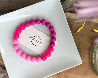 Designer Dog Necklace {CASCADING FUCHSIA}-Stretch Collar, Dainty Silicone Beads, Teacup Pup, New PUPPY Jewels, Pearls, Doggy Accessory, Gift