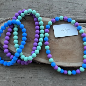 Designer Dog Necklace {PURPLE RAIN} - Elastic Stretch Jewelry, Silicone Beads, Doggy Collar, New Puppy, Photo Prop, Accessory, Pet Present
