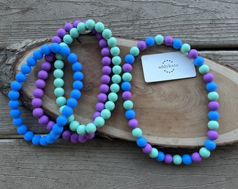Designer Dog Necklace {PURPLE RAIN} - Elastic Stretch Jewelry, Silicone Beads, Doggy Collar, New Puppy, Photo Prop, Accessory, Pet Present