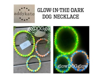 Designer Dog Necklace {GLOWdogGLOW} - Stretch Collar, GLOW in the DARK Silicone Beads, PUPPY Jewels, Doggy Accessory, Pup Party Birthday