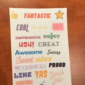 Reward stickersheet for classrooms, teaching and tests
