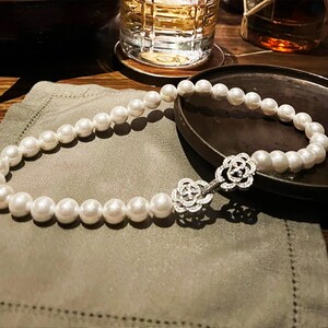 Chanel pearl deals necklace etsy