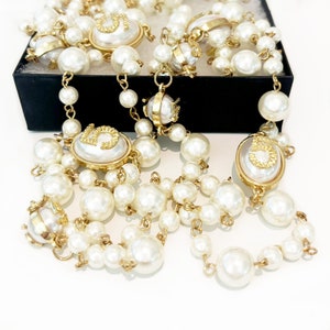 Layered Pearl 5 chain Necklace multi-layer long Necklace Jewelry