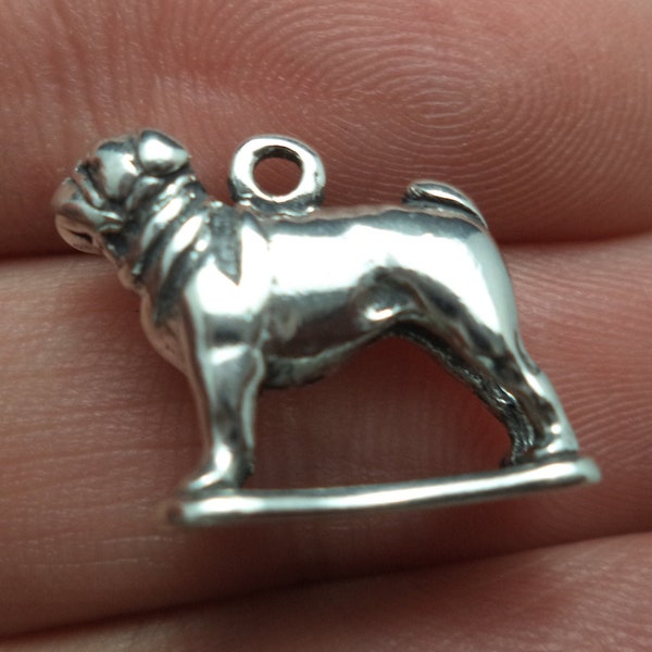 Sterling Silver Pug Charm