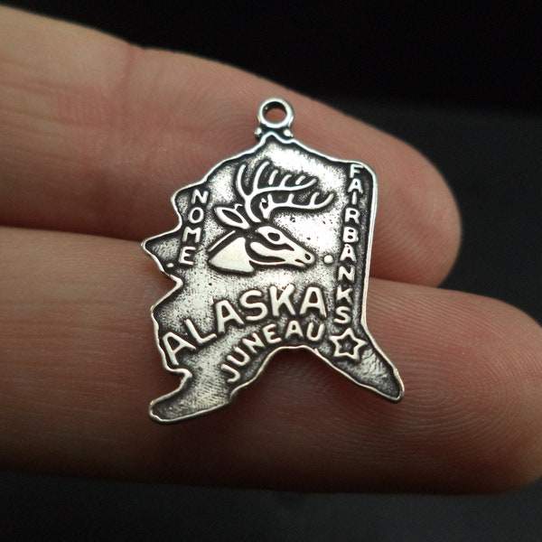 Sterling Silver Alaska State Charm