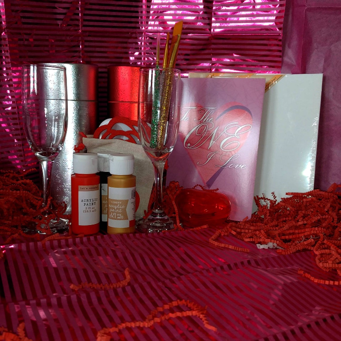 Paint and Sip Valentines Couple or Singles box. Etsy
