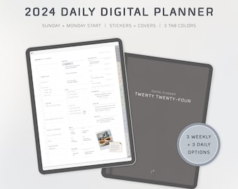 2024 Minimal Digital Planner - Neutral Colors - Daily Portrait Planner - iPad Planner with Digital Stickers - GoodNotes